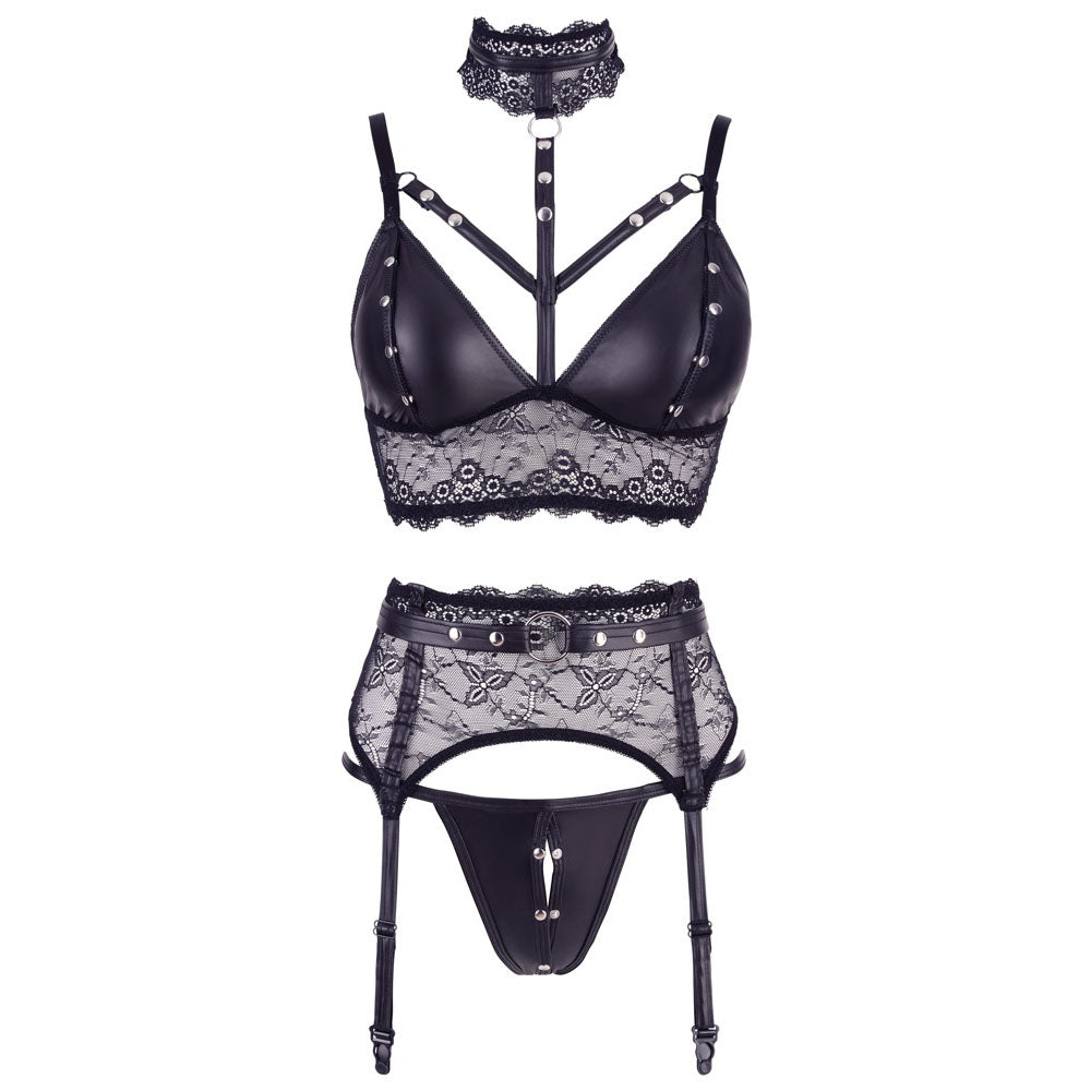 Cottelli Lace Bondage Set (Matte Look) – 3-Piece Adjustable Lingerie Bondage Set > Clothes > Bra Sets