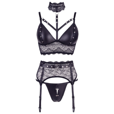 Cottelli Lace Bondage Set (Matte Look) – 3-Piece Adjustable Lingerie Bondage Set > Clothes > Bra Sets