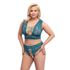Cottelli Curves Bralette and Crotchless Thong Set – Lace Lingerie Set > Clothes > Plus Size Lingerie