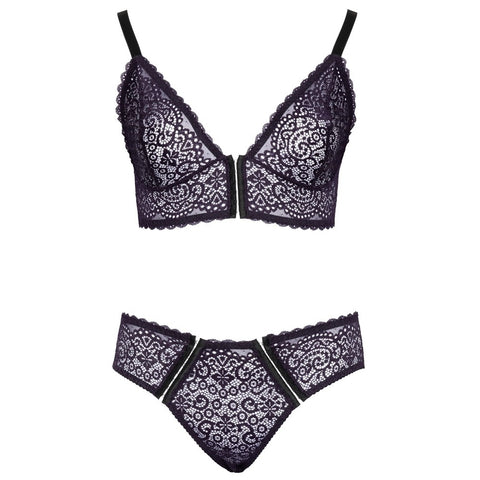 Cottelli Curves Delicate Lace Bralette and Briefs (Purple) – Lingerie Set > Clothes > Plus Size Lingerie