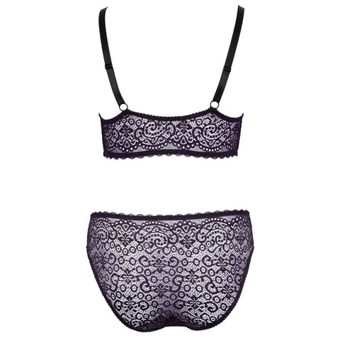 Cottelli Curves Delicate Lace Bralette and Briefs (Purple) – Lingerie Set > Clothes > Plus Size Lingerie