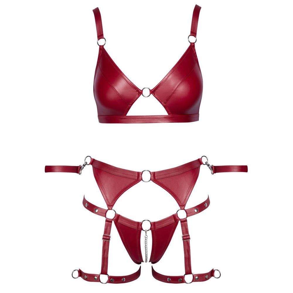 Cottelli Red Crotchless Bondage Set > Clothes > Bra Sets