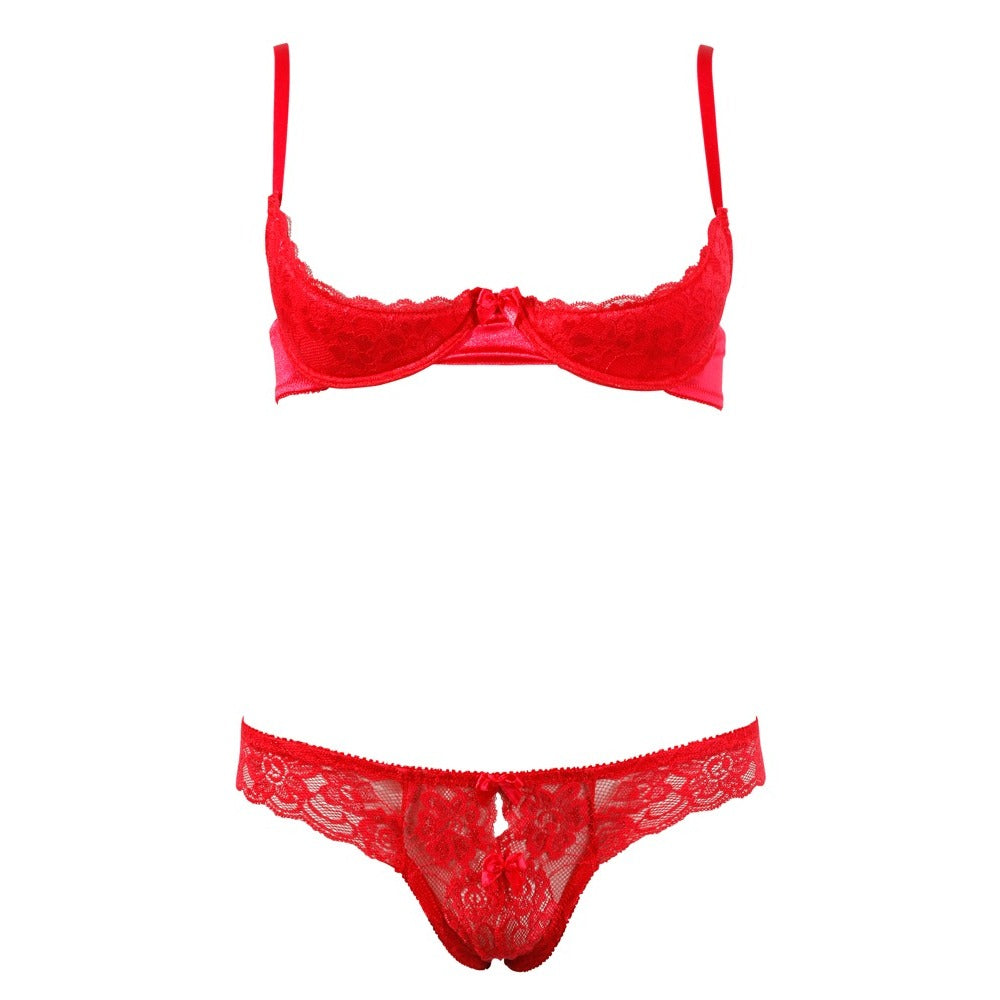 Cottelli Collection Red Lace Open Bra Set > Clothes > Bra Sets