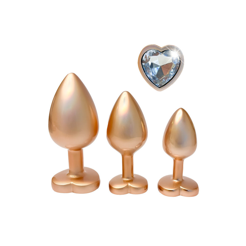 Gleaming Love Pearl Gold Butt Plug Set > Anal Range > Jewel Butt Plugs