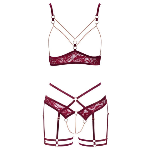 Abierta Fina Open Red Lace Set > Clothes > Bra Sets