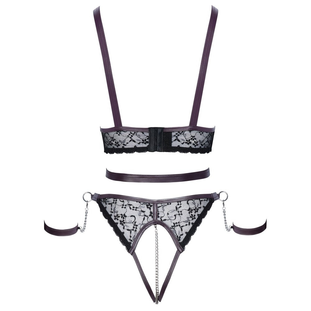 Cottelli Lace and Chain Bondage Crotchless Set > Clothes > Bra Sets