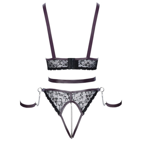 Cottelli Lace and Chain Bondage Crotchless Set > Clothes > Bra Sets