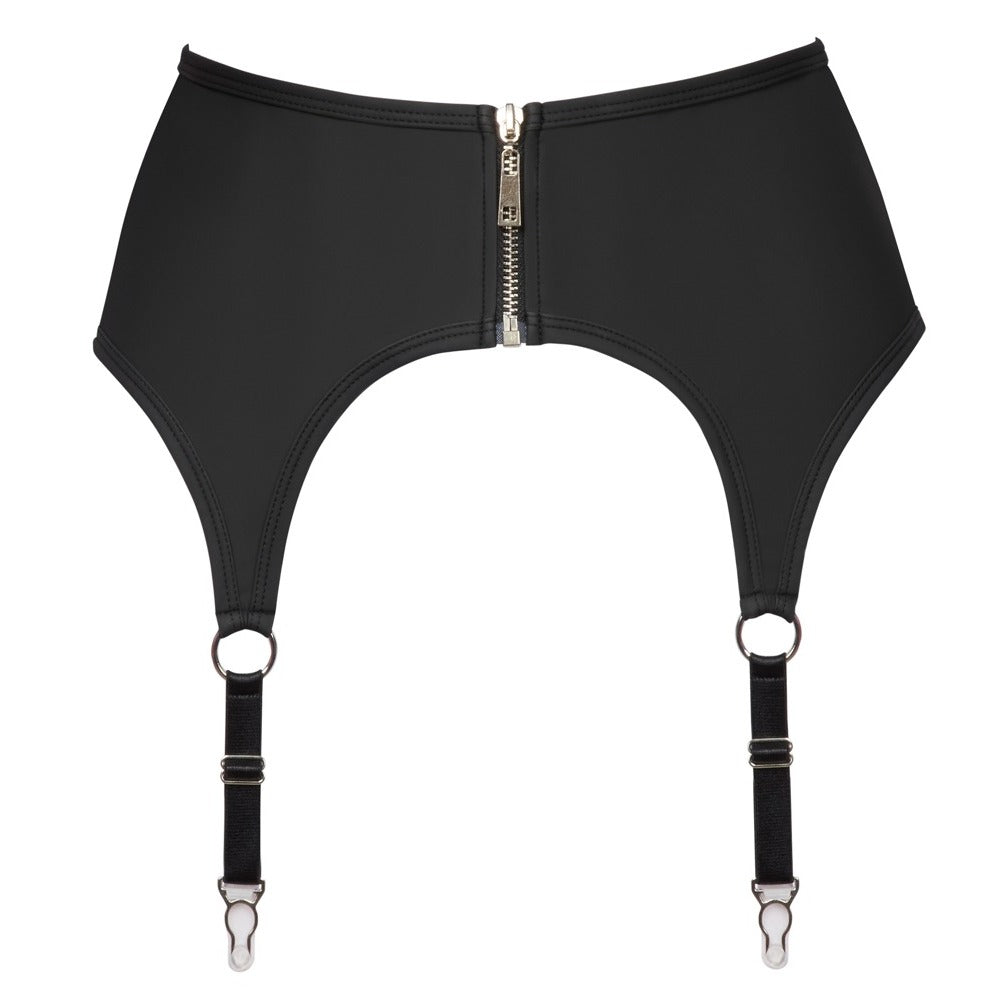 Cottelli Zip Suspender Belt (Matte Black with Silver Details) – Stylish Lingerie Accessory > Clothes > Stockings