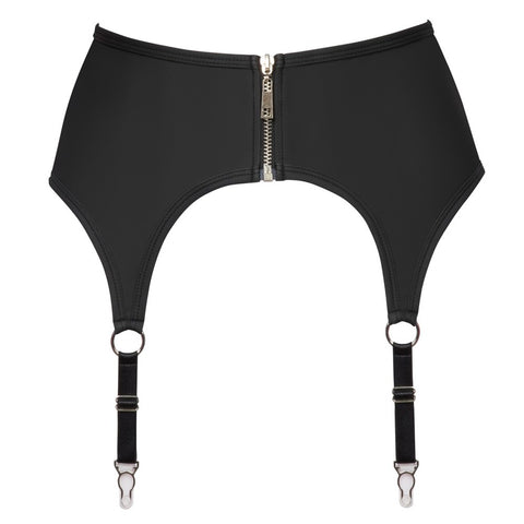 Cottelli Zip Suspender Belt (Matte Black with Silver Details) – Stylish Lingerie Accessory > Clothes > Stockings