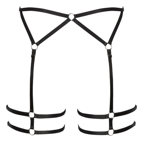 Cottelli Strappy Suspender Belt (Black) – Stylish and Comfortable Lingerie Accessory > Clothes > Stockings