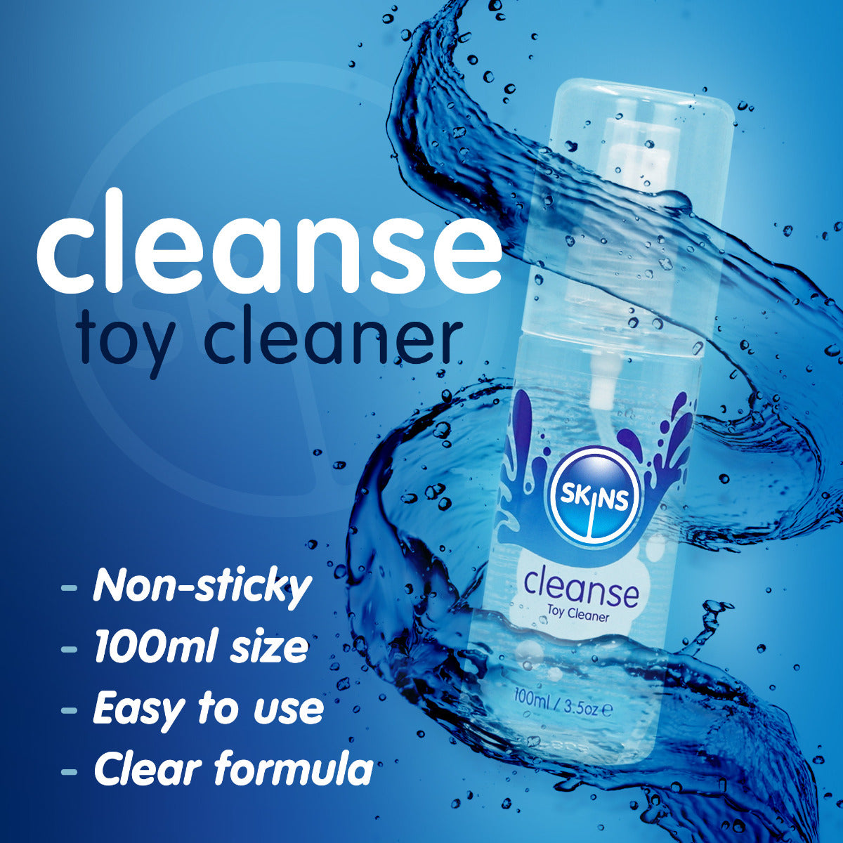 Skins Cleanse Toy Cleaner 100ml – Non-Sticky Adult Toy Cleaning Spray > Essentials > Toy Cleaners
