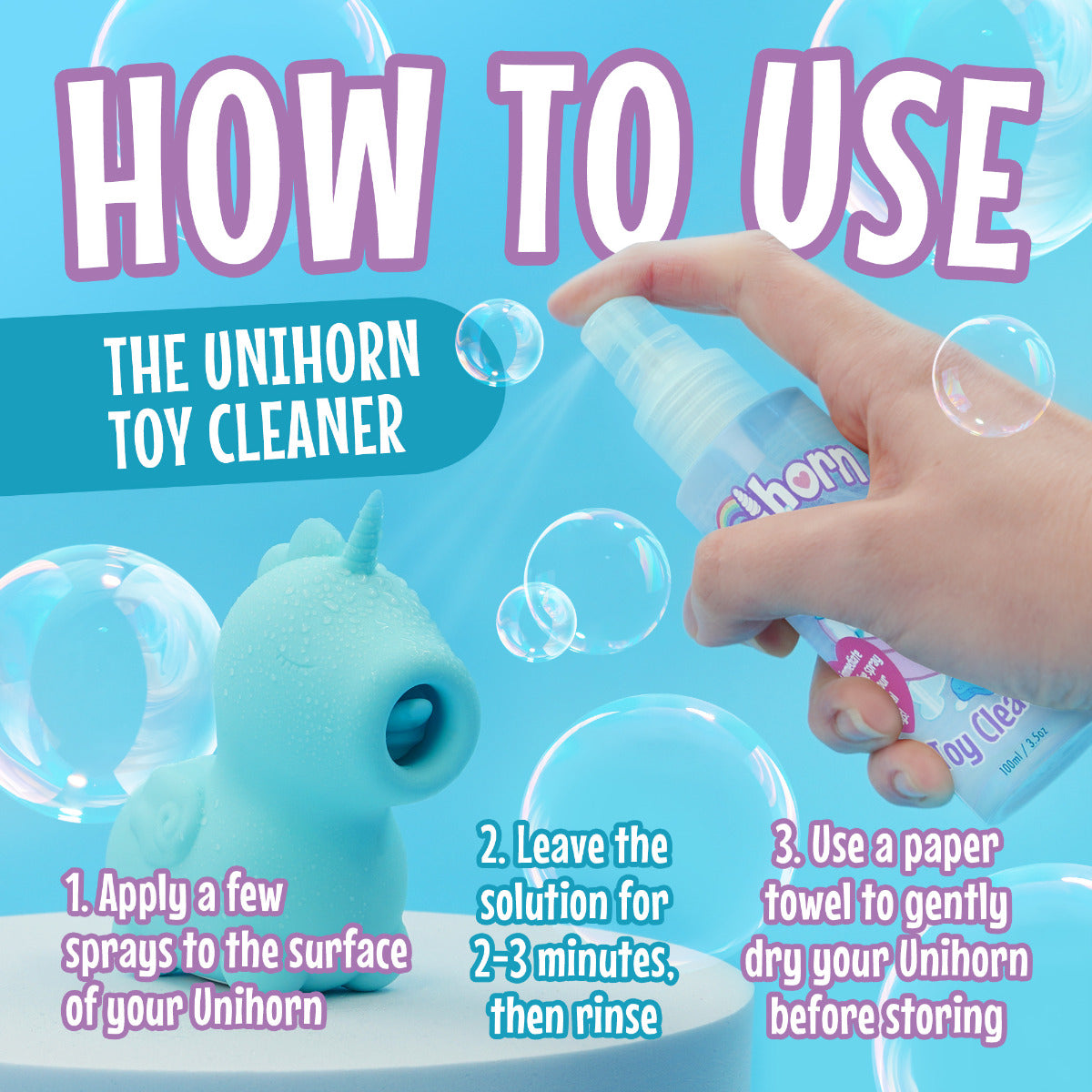 Unihorn Toy Cleaner – 100ml Cleaning Spray for Adult Toys > Essentials > Toy Cleaners