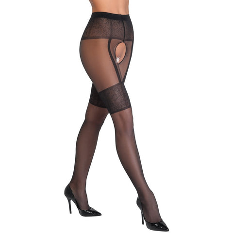 Cottelli Legware Black Crotchless Tights – Stylish Lingerie > Clothes > Stockings