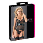 Black Powernet Suspender Basque With Matching G-String – Lingerie Set > Clothes > Basques and Corsets