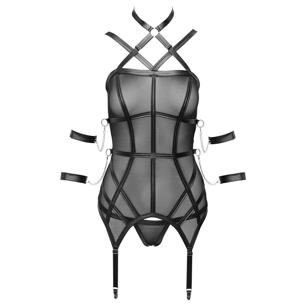 Cottelli Bondage Basque and String – Erotic Lingerie Set > Clothes > Basques and Corsets