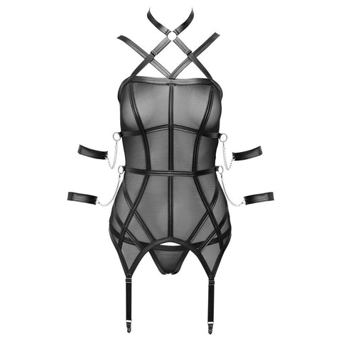 Cottelli Bondage Basque and String – Erotic Lingerie Set > Clothes > Basques and Corsets