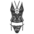 Obsessive Alessya (Black) – Lace Basque Corset Lingerie Set > Clothes > Basques and Corsets