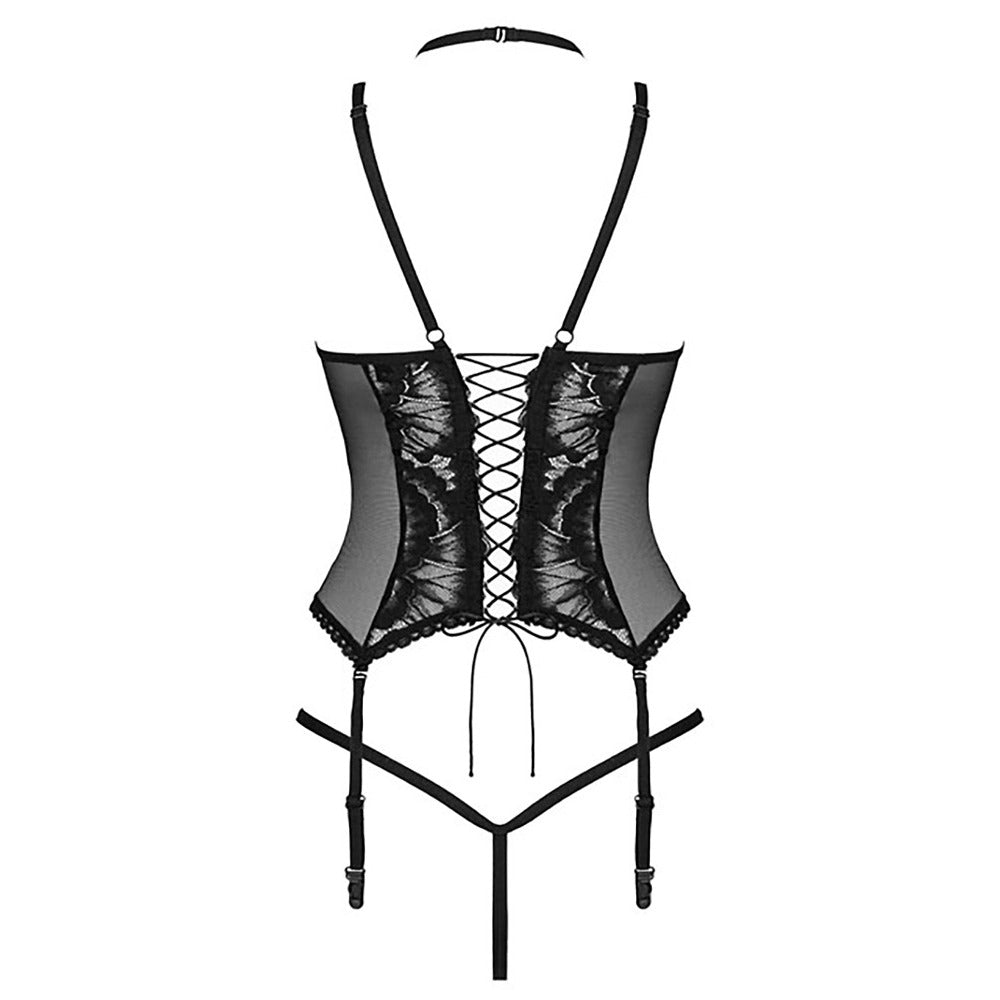 Obsessive Alessya (Black) – Lace Basque Corset Lingerie Set > Clothes > Basques and Corsets