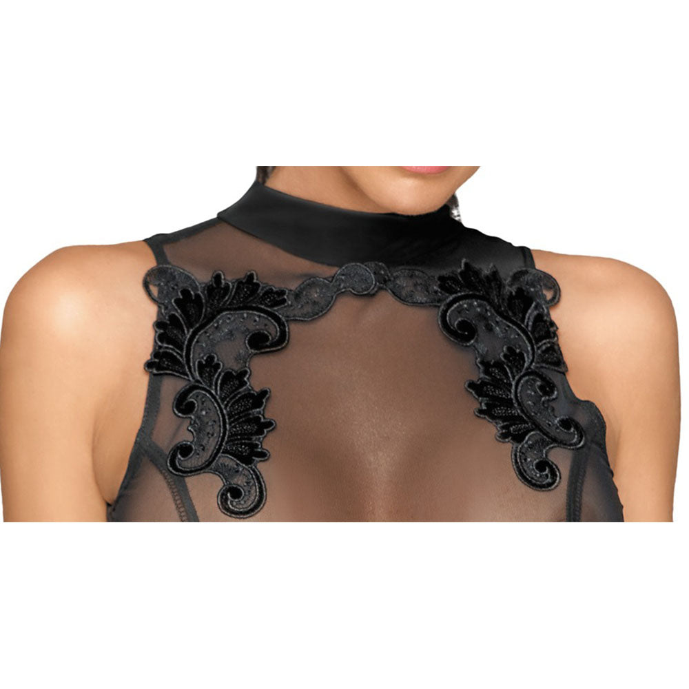 Noir Sheer and Wet Look Sleeveless Dress – Elastic Figure-Hugging Dress > Clothes > Dresses and Chemises