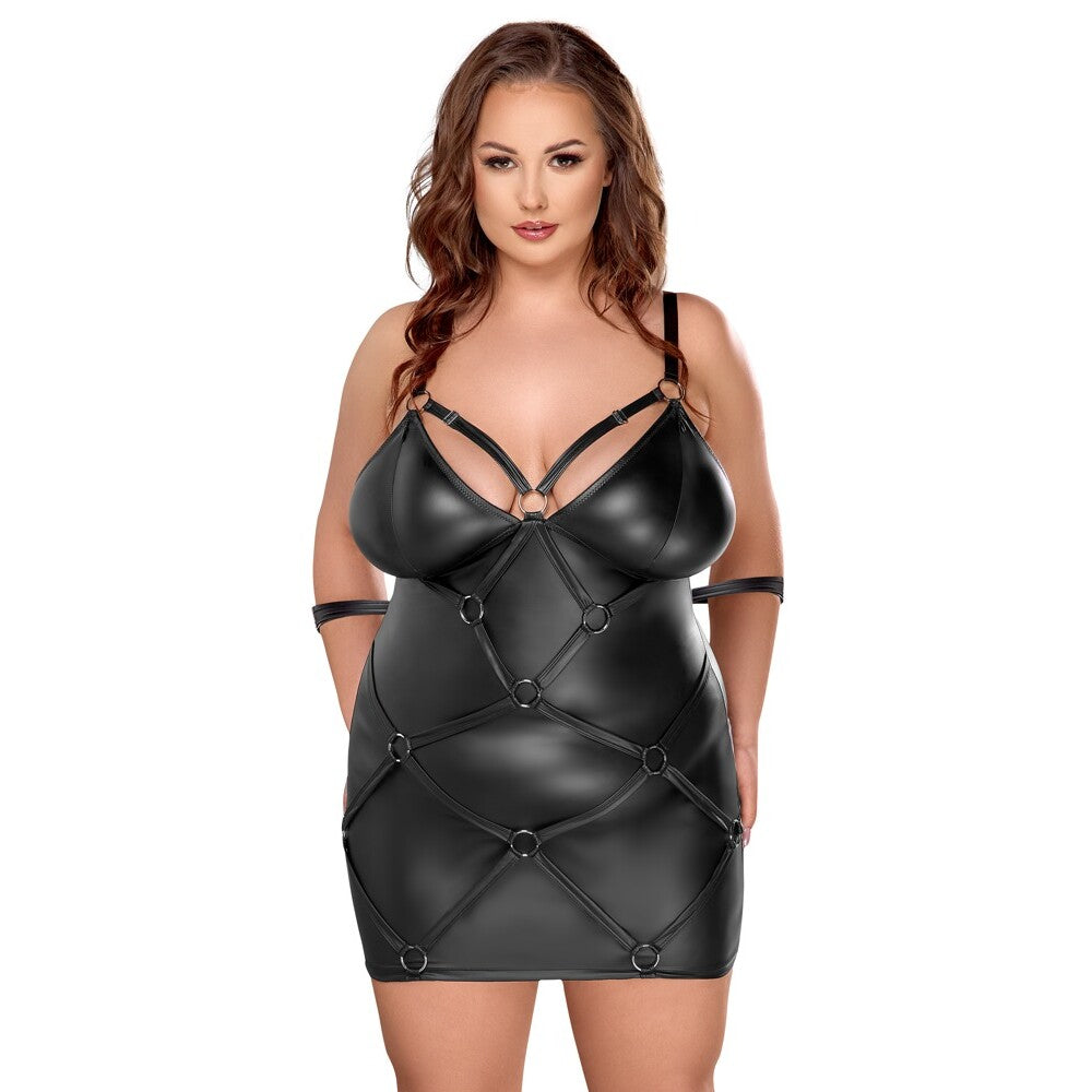 Cottelli Curves Bondage Plus (Matte Black) – Luxury Bondage Dress with Handcuffs > Clothes > Plus Size Lingerie