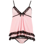Cottelli Babydoll and Thong (Pink) – Feminine Lingerie Set > Clothes > Babydolls