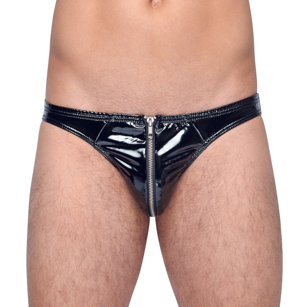 Black Level Vinyl Briefs With Zip Black XXL > Sexy Briefs > Male