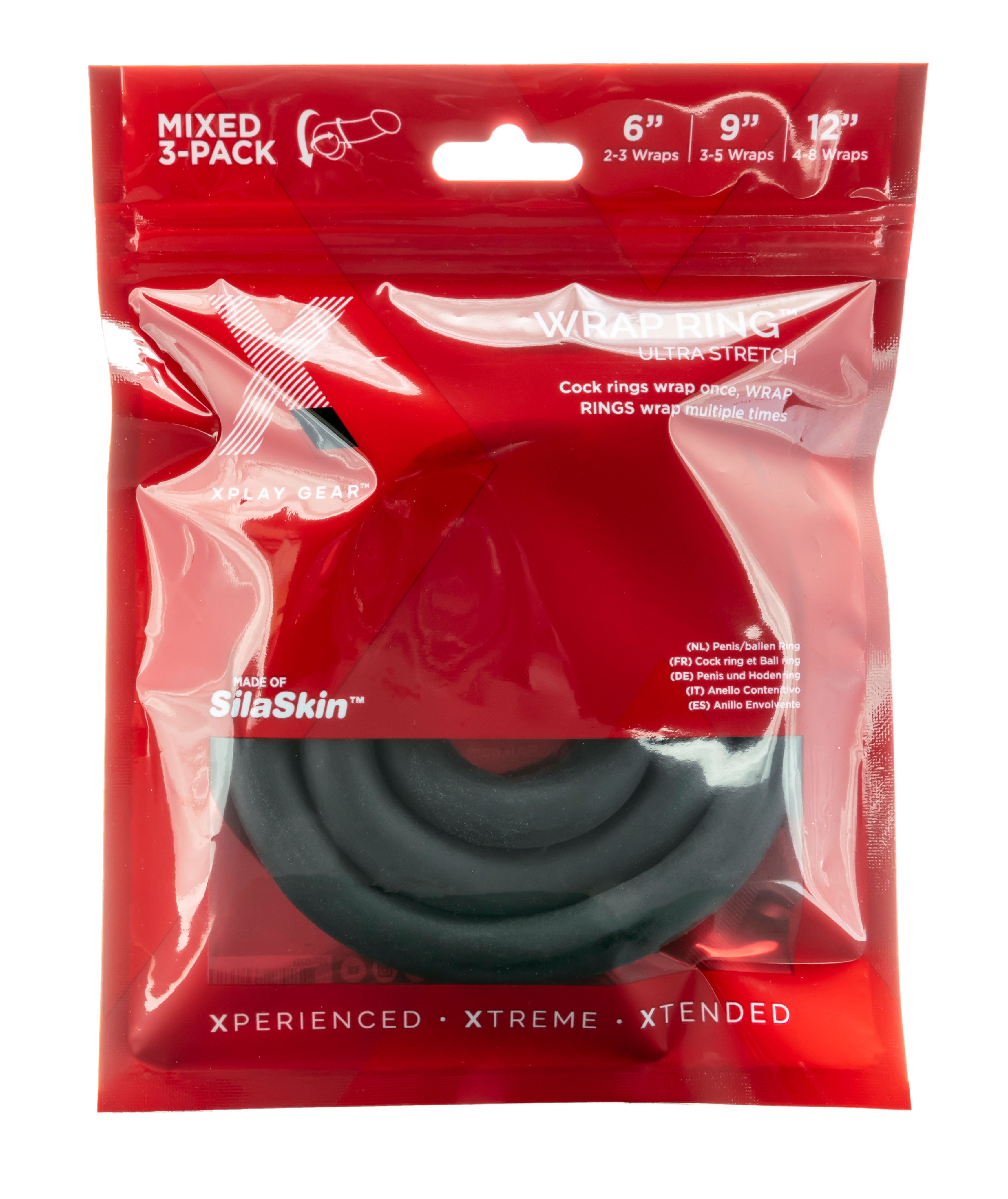 Perfect Fit XPlay Gear – Ultra Stretch Wrap Rings Set 6, 9, and 12 Inch Penis Rings > Cock Ring > Sets