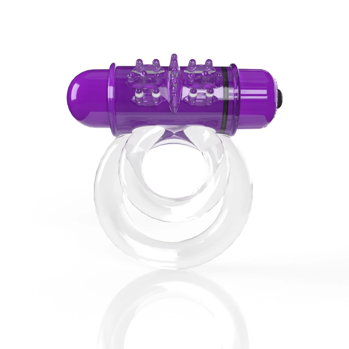Double O 6 4B Low Pitch Bass Vibrating Ring with Raised Pleasure Ticklers and Extended Battery Life > Cock Ring > Vibrating
