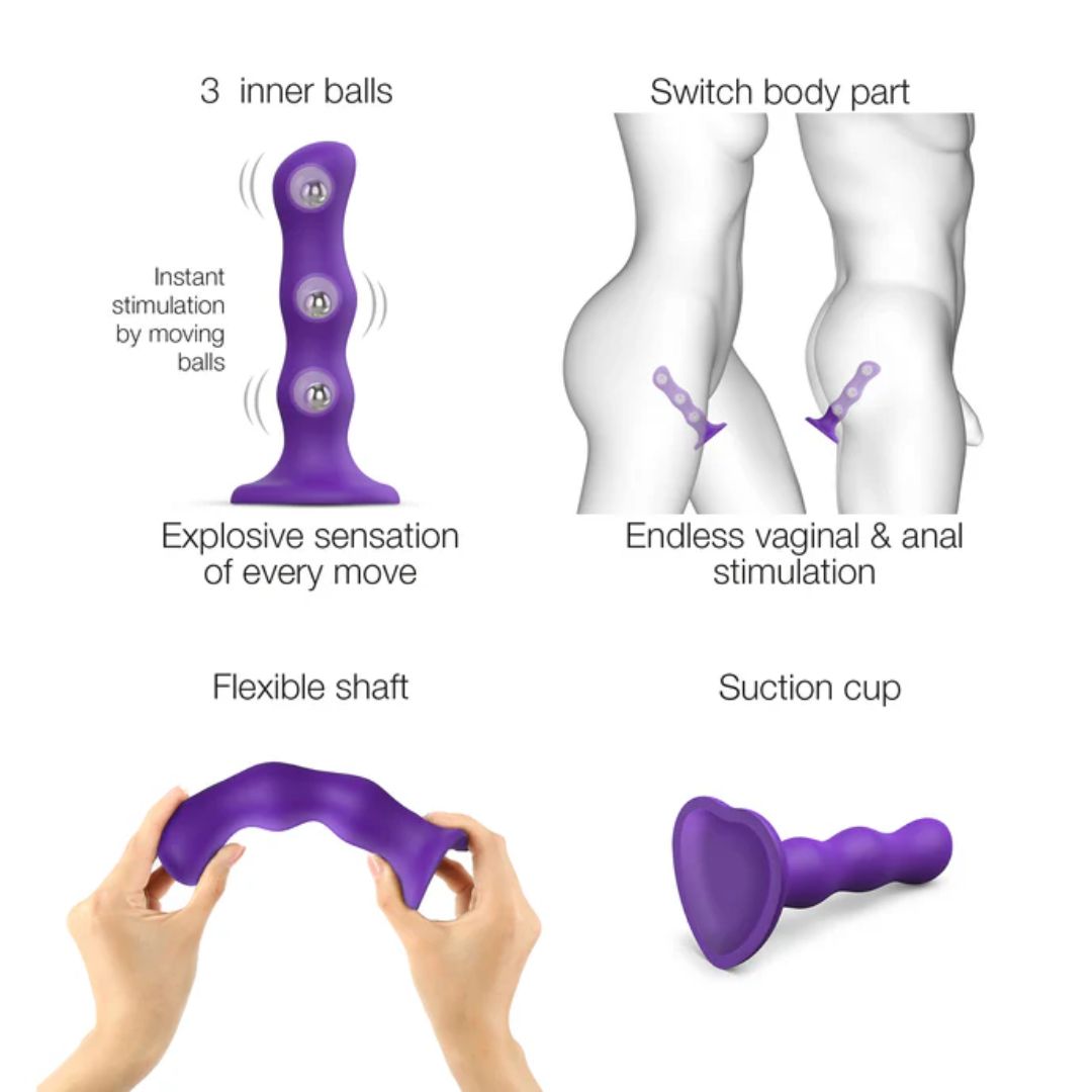 Strap On Me Dildo Geisha Balls Medium – Hybrid Design Silicone Dildo Plug and Geisha Balls Secondary image