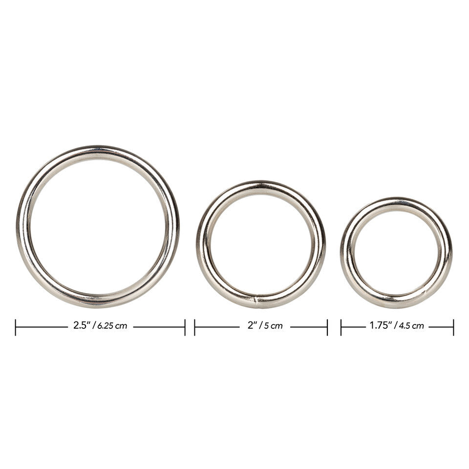 3 Piece Silver Ring Set – Cock Ring Set Secondary image