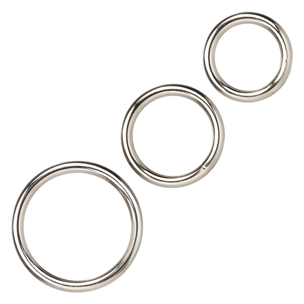 3 Piece Silver Ring Set – Cock Ring Set > Cock Ring > Metal Main image