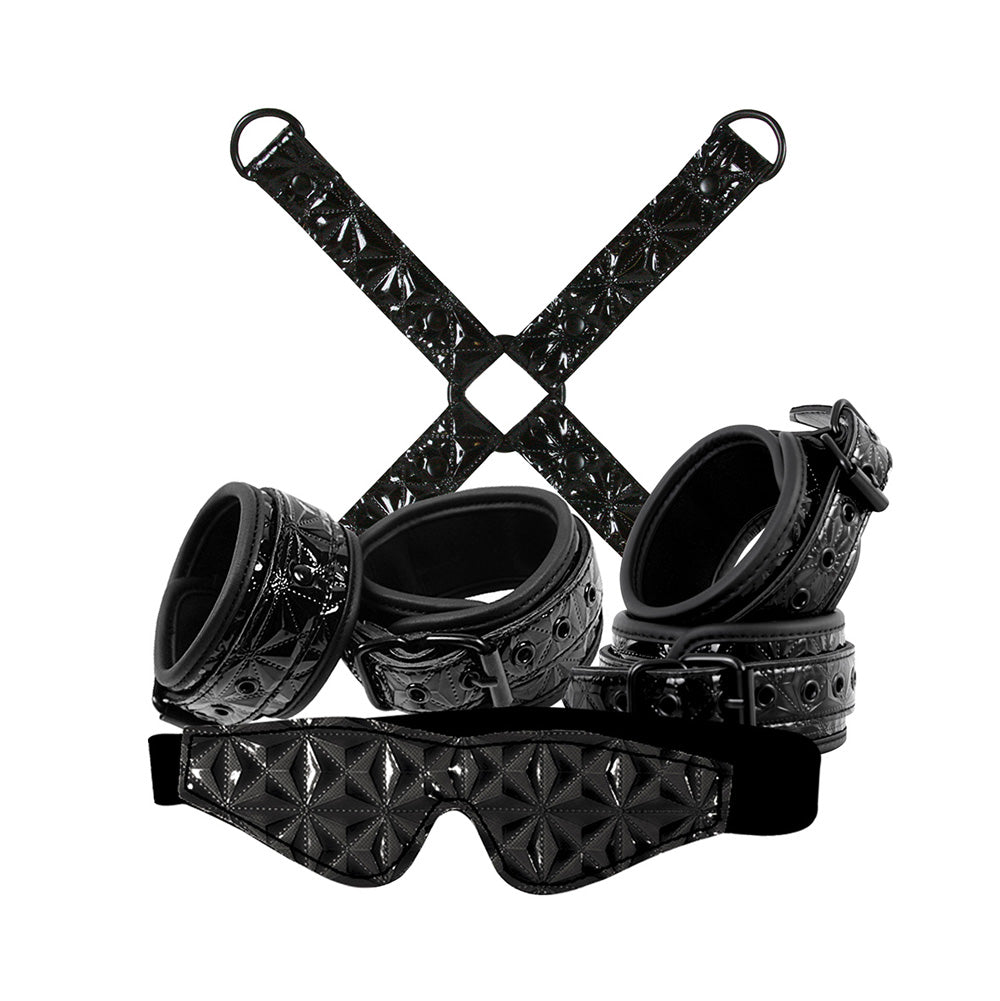 Sinful Black Bondage Kit With Restraints And Mask Set Black Kits