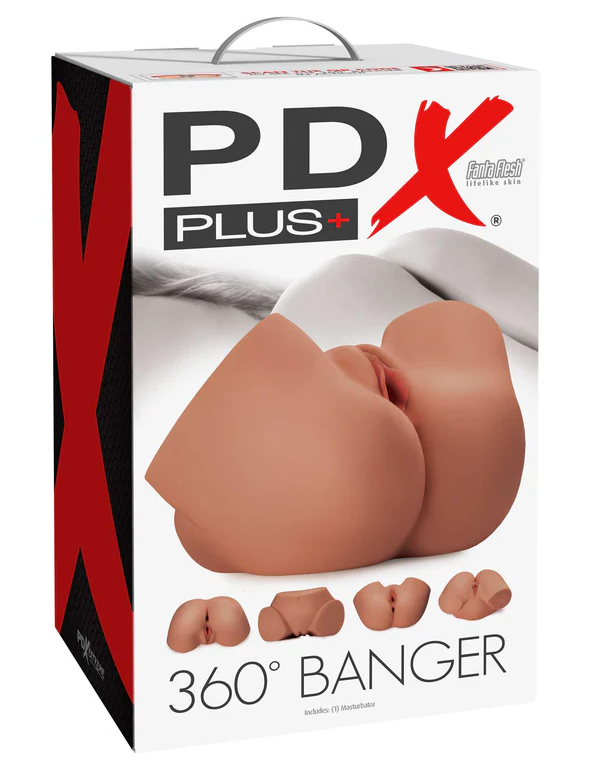 Pipedream PDX Plus 360 Degree Banger – Soft Lifelike Material Masturbator Tan > Sex Toys For Men > Assbators