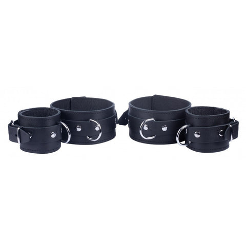 Red Leather Arm To Forearm Restraint Cuffs With Buckles Default Title > Bondage Gear > Handcuffs