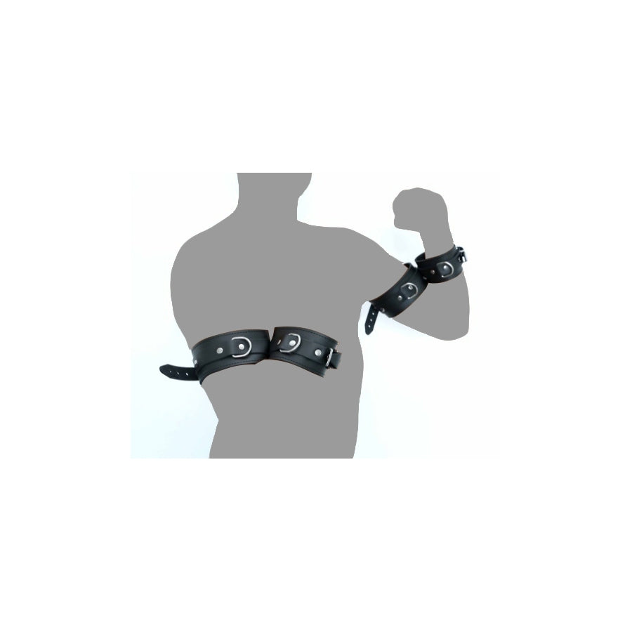Red Leather Arm To Forearm Restraint Cuffs With Buckles > Bondage Gear > Handcuffs