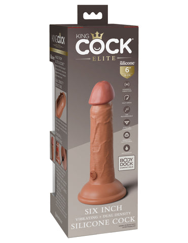 King Cock Elite 6 Inch Dual Density Vibrating Cock (Flesh Brown) – Vibrating Dildo > Vibrators > Realistic Vibrators