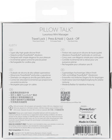 Pillow Talk Flirty Teal Vibrator for Playful Exploration