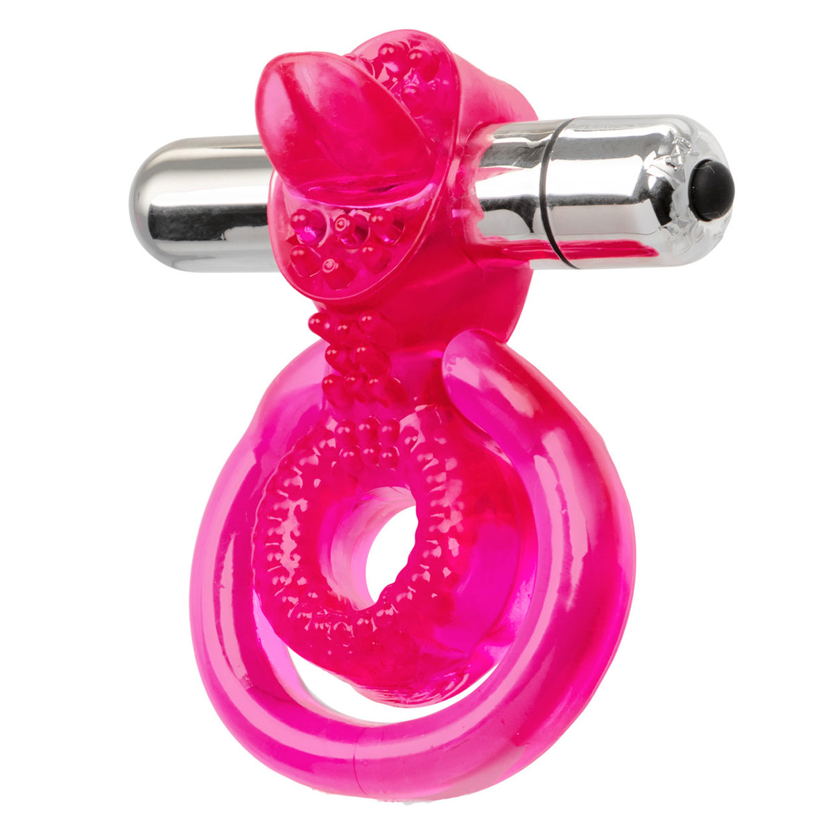 CalExotics Dual Clit Flicker Vibrator with Removable Stimulator Cockring Pink > Cock Ring > Vibrating
