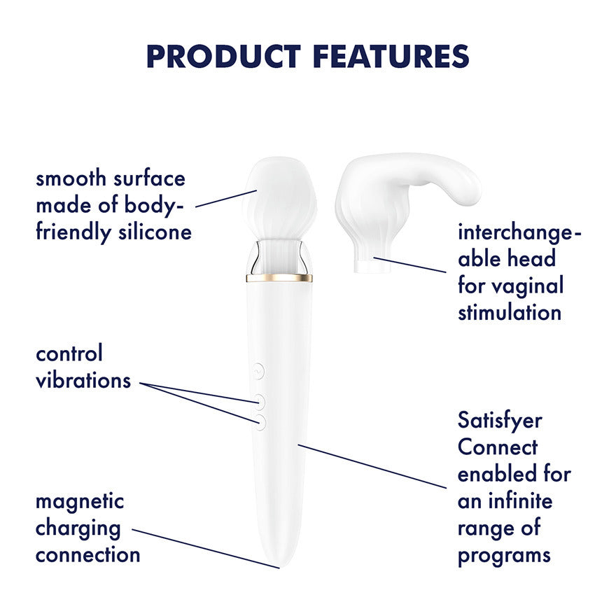 Satisfyer Double Wander Bluetooth App Remote-Controlled Couples Vibrator with Interchangeable Heads > Sex Toys > Massage Wands
