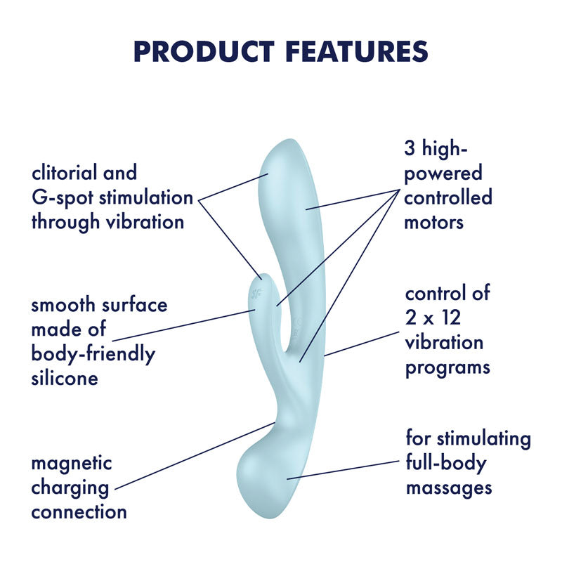 Satisfyer Triple Oh 24cm Dual Stimulation Rabbit Vibrator | 12 Modes > Vibrators > Ladies > Rabbit