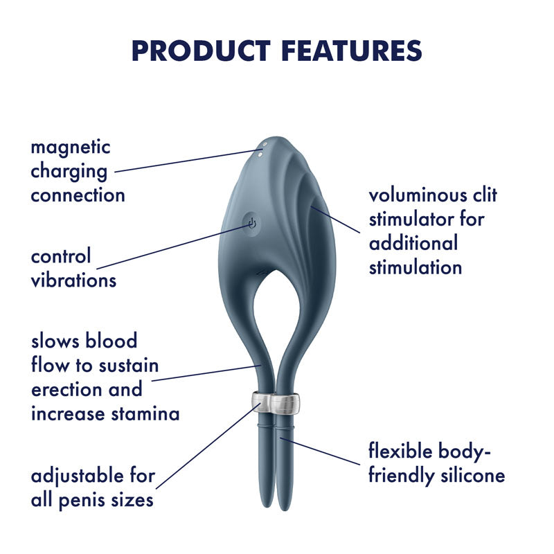Satisfyer Duelist Dark Vibrating Adjustable Lasso Silicone Cock Ring > Cock Ring > Adjustable