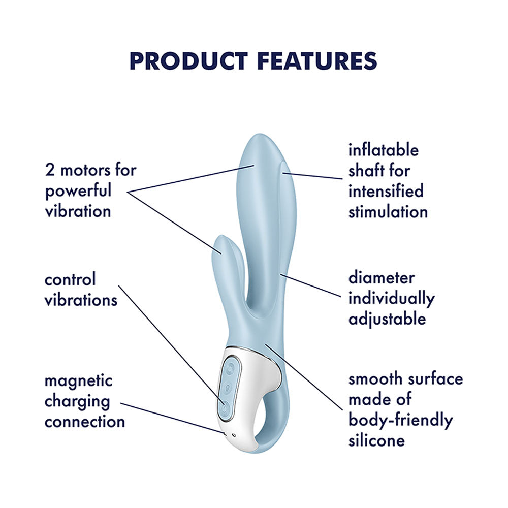 Satisfyer Air Pump Bunny 1 8 Inch USB Rechargeable Inflatable Rabbit Vibrator > Vibrators > Ladies > Rabbit