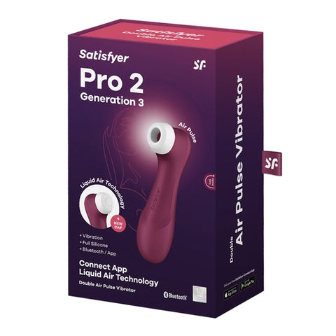 Satisfyer Pro 2 Gen 3 App Control Clitoral Stimulator Wine Red Red STIMULATORS