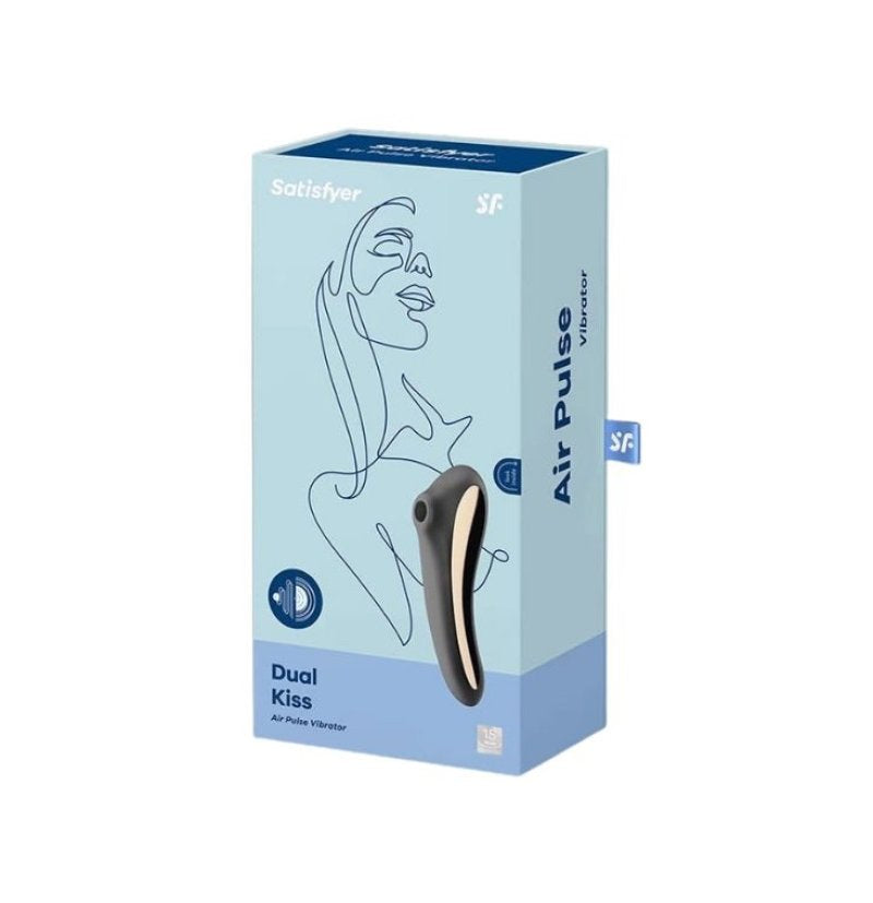 Satisfyer Dual Kiss Waterproof Air Pulse Vibrator with Vibrating Insertable Shaft Silicone