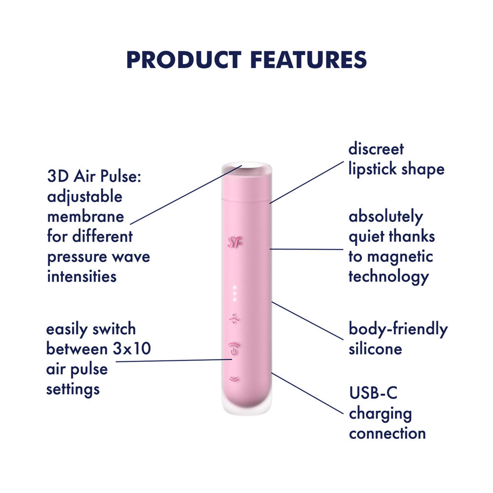 Satisfyer First Kiss Travel Size Clitoral Massager – Compact Rechargeable Clitoral Massager > Sex Toys For Ladies > Air Pulsation