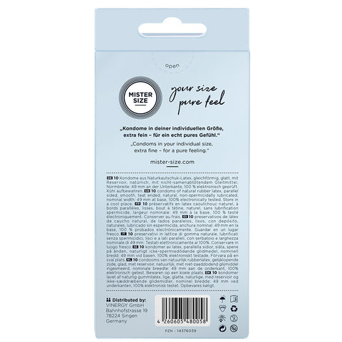 Mister Size 49mm Your Size Pure Feel Condoms 10 Pack > Condoms > Natural and Regular