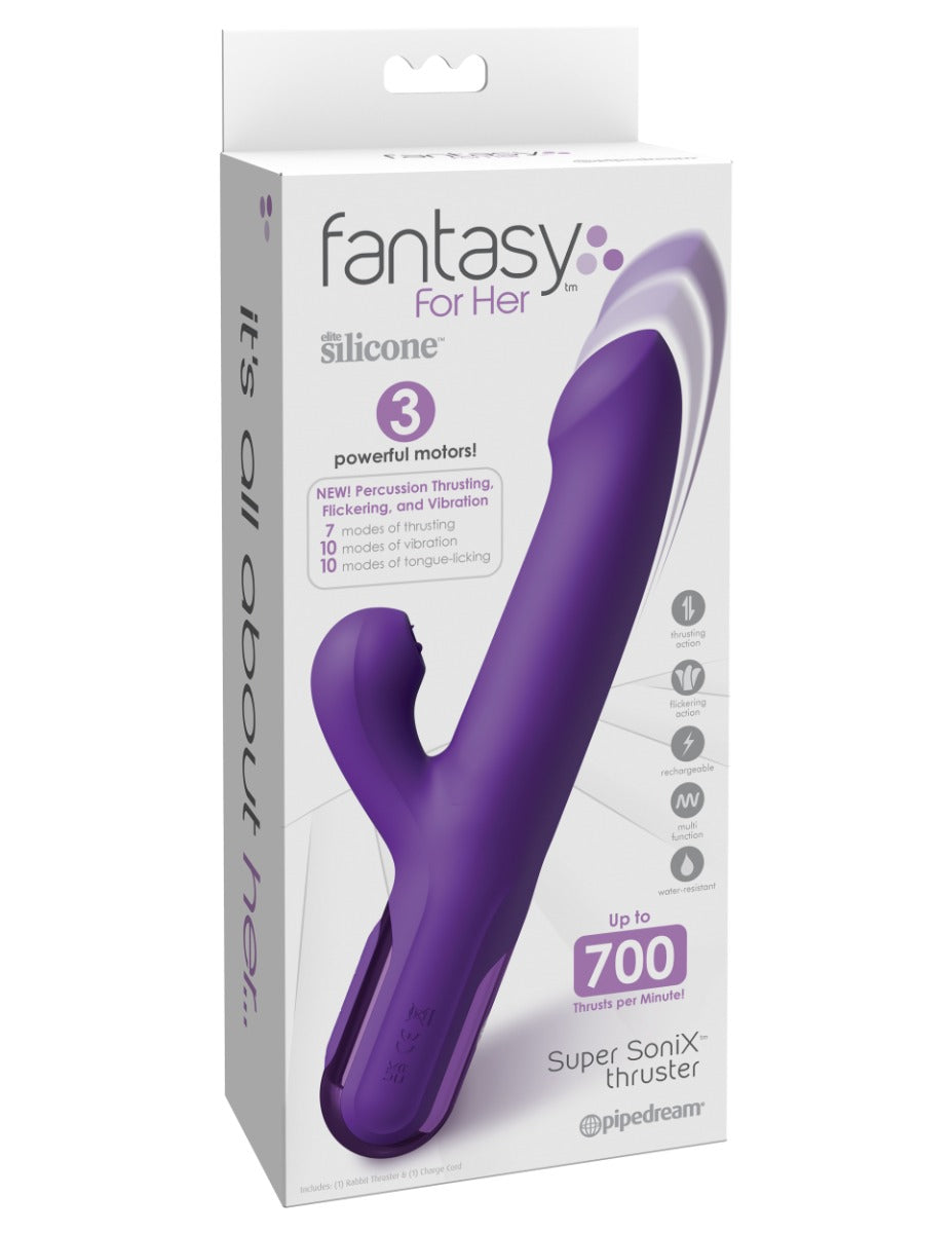 Fantasy For Her Super SoniX Thruster – 8.7 Inch USB Rechargeable Rabbit Vibrator > Vibrators > Ladies > Rabbit
