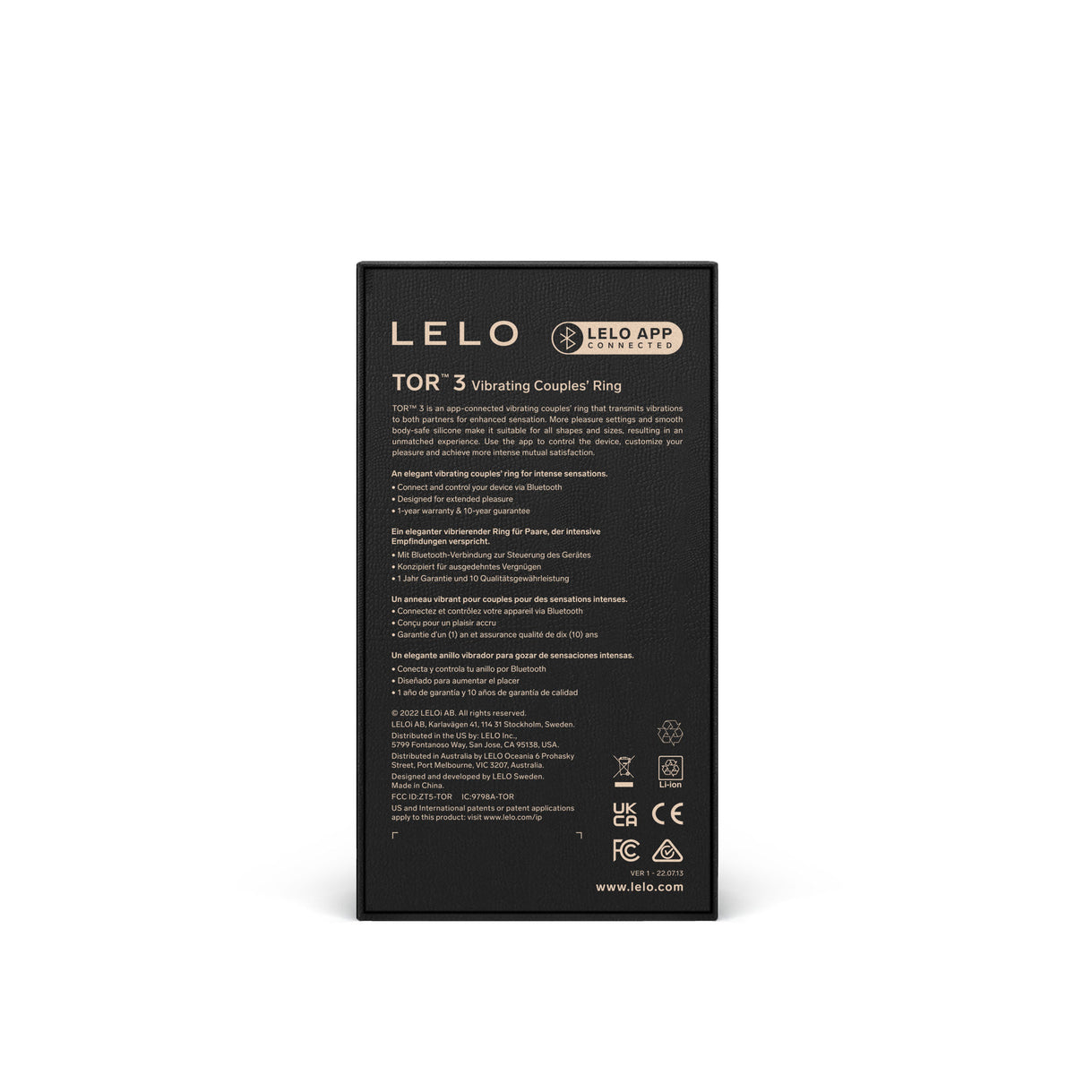 Lelo Tor 3 (Black) – App-Controlled Vibrating Cockring > Sex Toys > Couples Toys