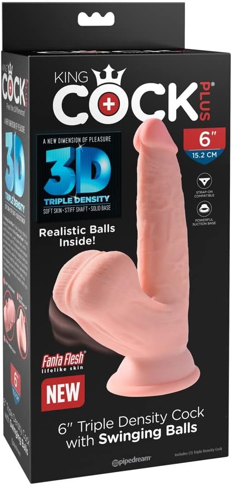 Pipedream King Cock Plus 6 Inch Triple Density with Swinging Balls Dildo Default Title > Dildos > Realistic Dildos
