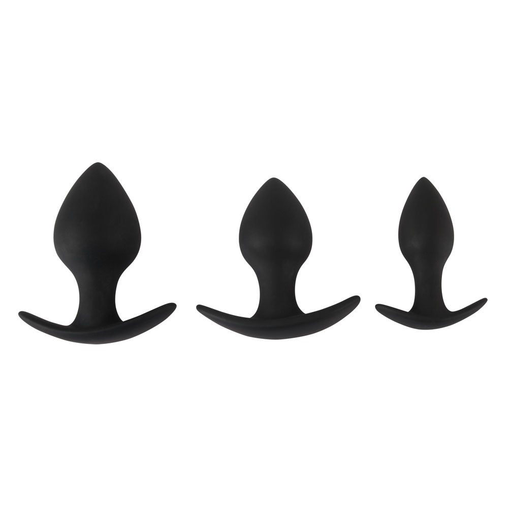 Black Velvet Silicone Three Piece Butt Plug Set for Anal Training Default Title > Anal Range > Butt Plug Kits Main image